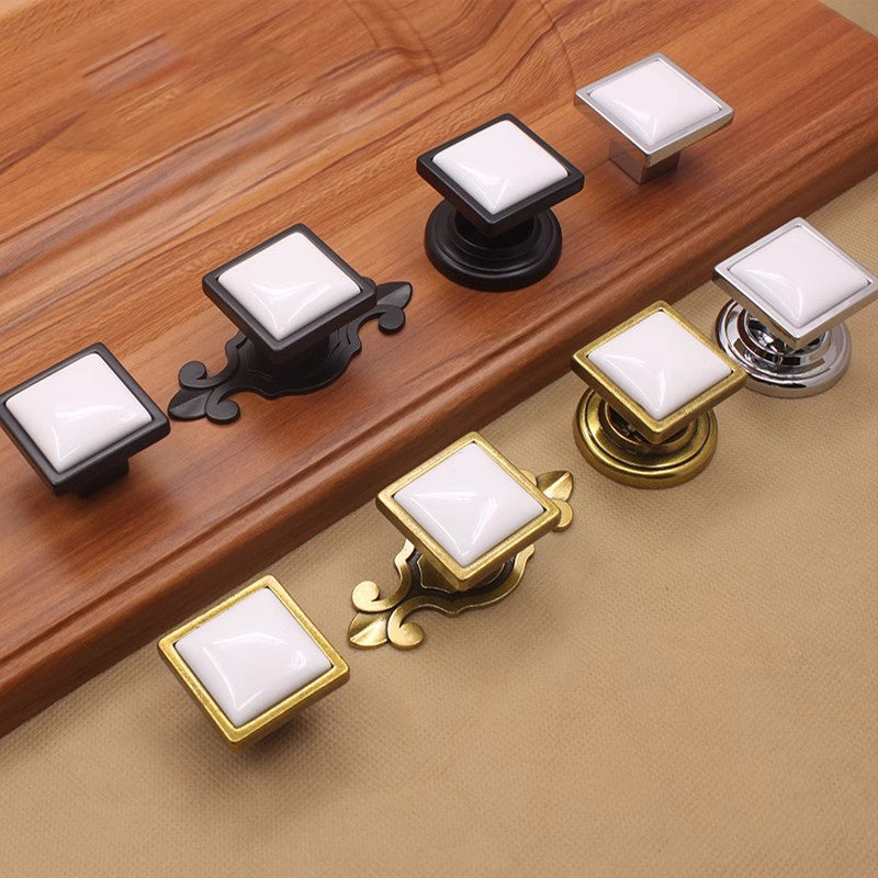 Vicki Brown 12 Pcs Square Ceramic Knobs For Cabinet Drawer Closet Furniture European Modern Simple Single Hole Shoe Cabinet Door Pull Handles Heart Shape