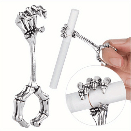 Adjustable Hand Bone Cigarette Holder Ring, Prevent Scalding And Staining Halloween Gift 25 Pcs