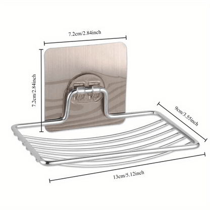 1Pc Draining Soap Dish Holder, Wall Mounted Soap Rack, No Punching, For Bathroom & Kitchen