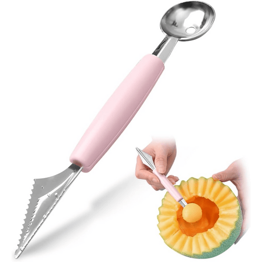 1 Pc Melon Baller Scoop, Stainless Steel Fruit Carving Knife, Dual-Function Ball Spoon for Melon, Watermelon, Cantaloupe, Ice Cream, Sorbet, Dessert Kitchen Tool Halloween Gift