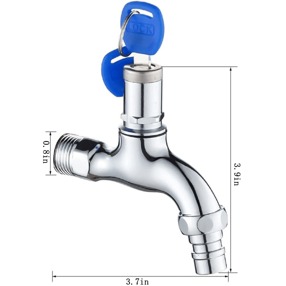 2 Pcs Outdoor Faucet Prevents Water Theft And Unauthorized Use, 1/2-Inch X 1/2-Inch Hose Bibb With 1/2-Inch To 3/4-Inch Faucet Adapter And 2 Keys