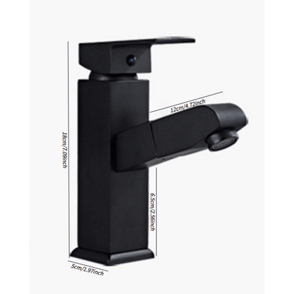 1 Pc Single Hole Bathroom Faucet With Pull Out Sprayer Single Handle Sink Tap With Rotating Spout Black