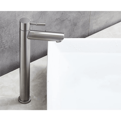 1 Pc Stainless Steel Waterfall Bathroom Faucet, High-Arc Single Handle Lavatory Tap, Corrosion Resistant Brushed Finish