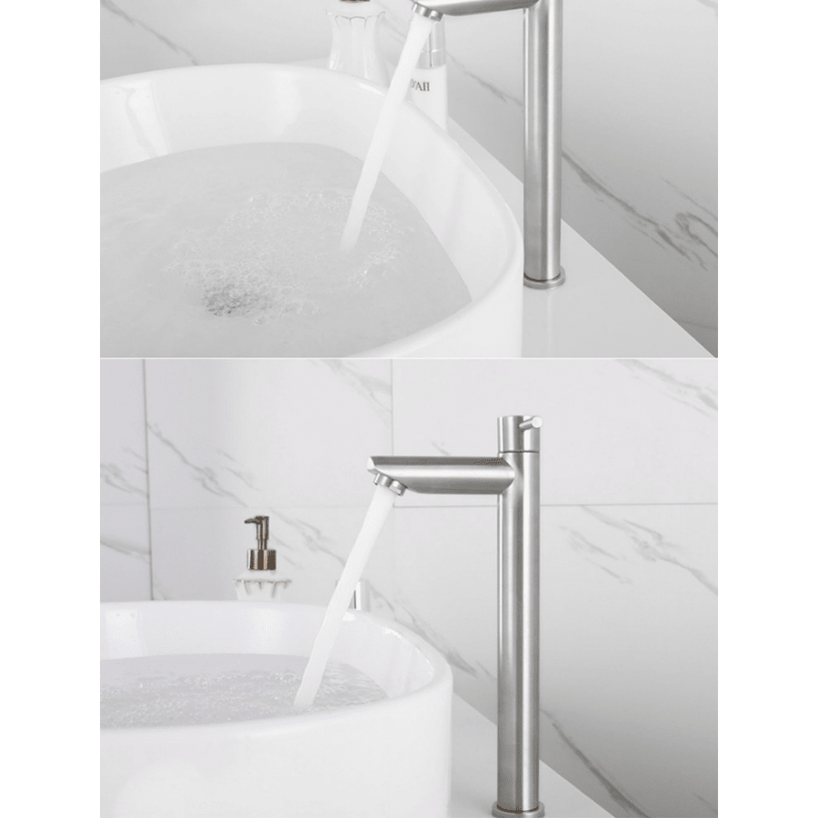 1 Pc Stainless Steel Waterfall Bathroom Faucet, High-Arc Single Handle Lavatory Tap, Corrosion Resistant Brushed Finish