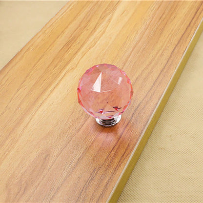 12pcs 30mm Crystal Glass Knobs Cabinet Handles Crystal Ball Cupboard Pulls Drawer Knobs Kitchen Furniture Handle (Color : Pink)