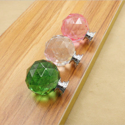 12pcs 30mm Crystal Glass Knobs Cabinet Handles Crystal Ball Cupboard Pulls Drawer Knobs Kitchen Furniture Handle (Color : Pink)