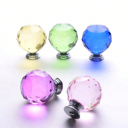 12Pcs Purple, Round Shape Crystal Glass 30mm Kitchen Cabinet Door Drawer Knob Cupboard Dresser Wardrobe Pull Handle With Screws