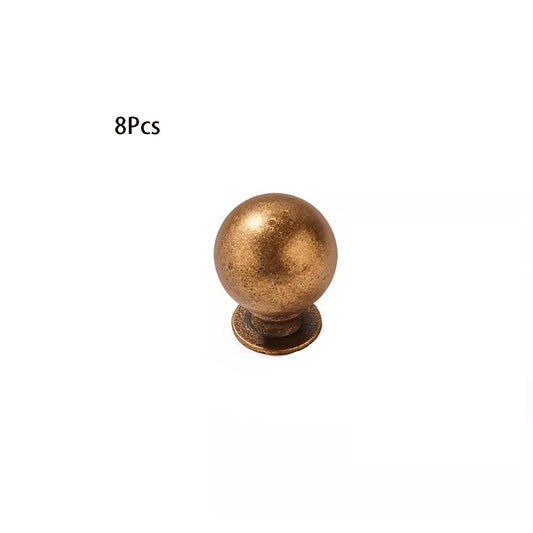 8 Pcs Antique Brass 1 Inch Cabinet Knobs, Solid Round Vintage Dresser Knobs, Bi-Fold Door Pulls, Vintage Hardware For Kitchen Cupboard And Drawer