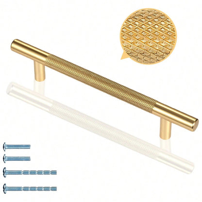 Cabinet Handles Gold Drawer Pulls And Knobs 2Pack Knurled Hardware For Kitchen Bathroom Dresser Furniture Cupboard Door (  6.25"/160MM Hole Center)