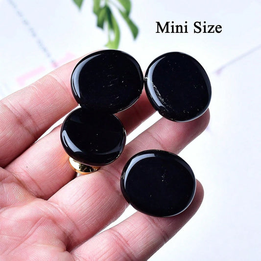 Black Obsidian Dresser Cabinet Knobs Mini Crystal Stone Drawer Knobs Handles Small Natural Gemstone Cupboard Pulls for Home Office Decor 4 Pack