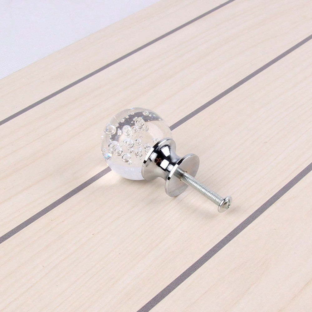 4 Pcs 30mm Round Shape Bubble Crystal Glass Cabinet Knobs with Screws Drawer Knob Pull Handle Used for Kitchen, Dresser, Door, Cupboard(Clear)