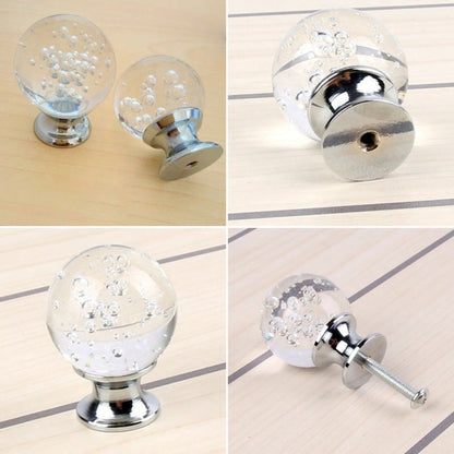 4 Pcs 30mm Round Shape Bubble Crystal Glass Cabinet Knobs with Screws Drawer Knob Pull Handle Used for Kitchen, Dresser, Door, Cupboard(Clear)