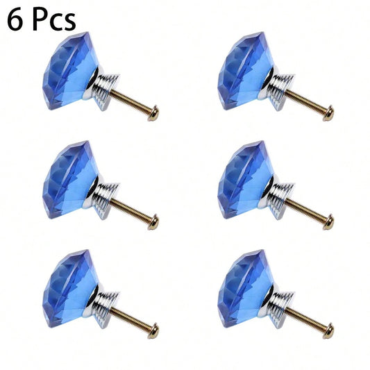 6 Pcs 40mm crystal single hole handles European modern simple wardrobe door knobs Kitchen drawer diamond handles