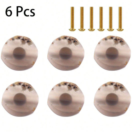 6 Pcs Creative with shape agate jade handle light luxury color pure copper handle clothes cabinet cabinet door drawer single hole handle