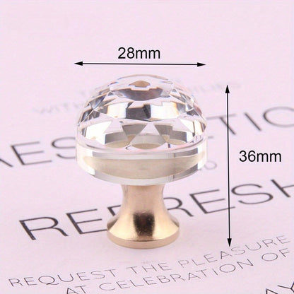 6 pcs European light luxury crystal brass single hole handle cabinet door drawer clothes cabinet handle cabinet bookcase small handle