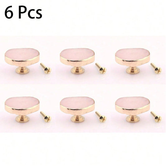 6 White Crystal Cave Cabinet Knobs Crystal Stone Drawer Knobs Decorative Gold Plated Gemstone Cabinet Knobs for Home Office Decor