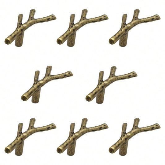 8 Pack Twig Knobs Tree Branch Handles Drawer Knobs Fashion Zinc Alloy Pulls Furniture Dresser Pull Handles Door Knobs for Cabinets (Antique Bronze)