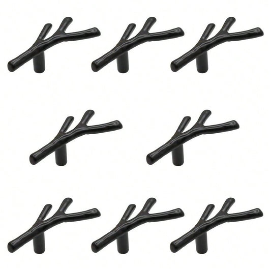 8 Pack Twig Knobs Tree Branch Handles Drawer Knobs Fashion Zinc Alloy Pulls Furniture Dresser Pull Handles Door Knobs for Cabinets (Black)