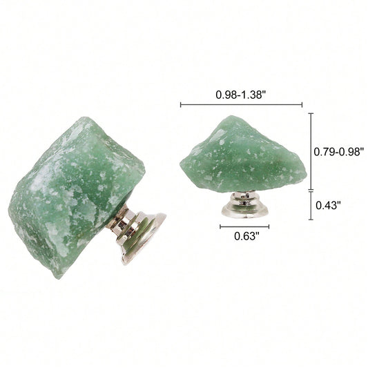 4 Pcs Green Kitchen Cabinet Knobs, Quartz Drawer Pulls and Knobs, Crystal Knobs Dresser Drawers Closet Doors Cabinets