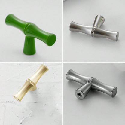 1Pcs Bamboo Shape Solid Zinc Alloy Cabinet Knobs Handle pulls, Dresser Drawer Cabinet Cupboard Closet Door Pull Decorative Furniture Accessories Knobs (Single Hole)