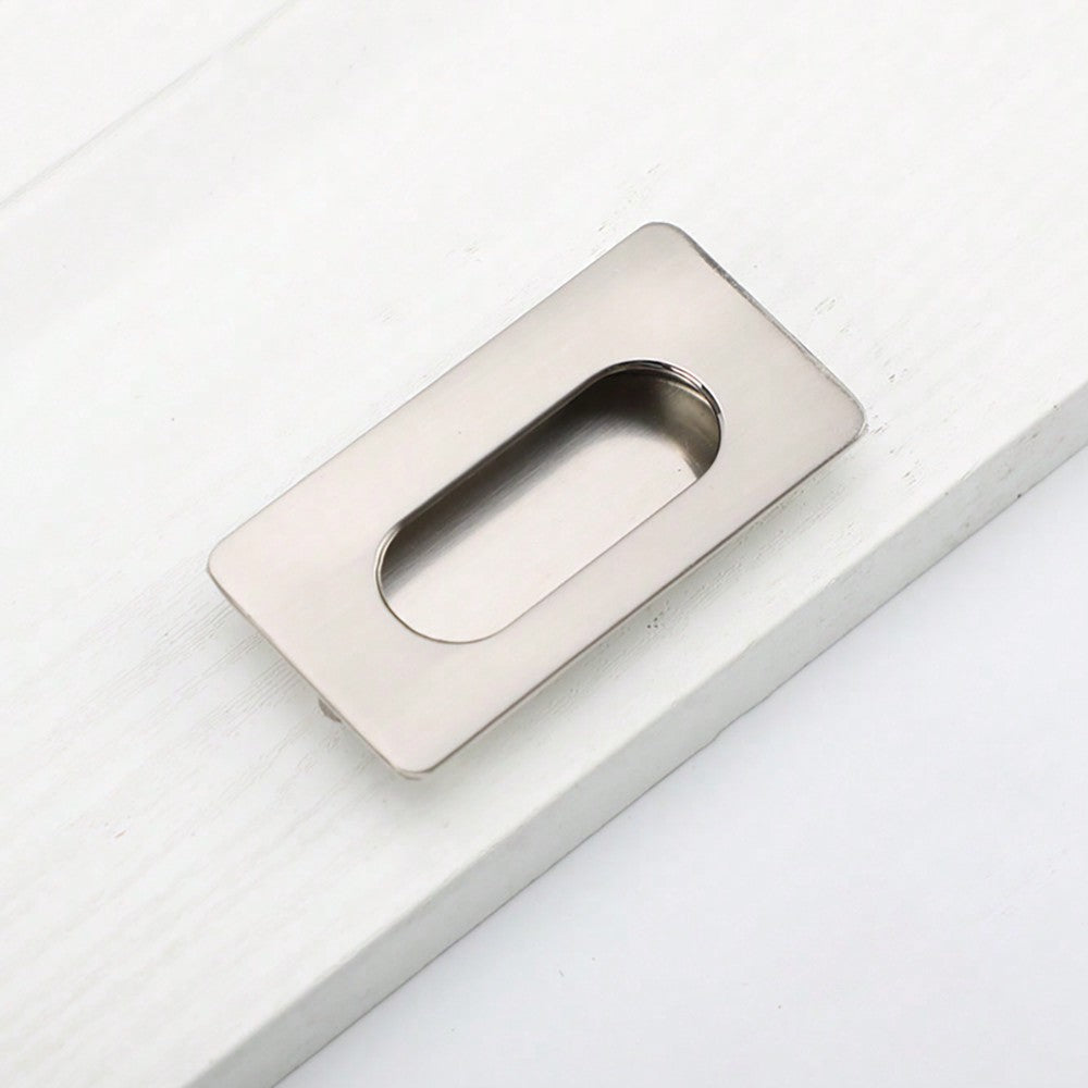 4 Pcs Recessed Sliding Door Handles Concealed Zinc Alloy Flat Sliding Door Pull Handles for Cupboard Wardrobe Drawers Embedded Brushed Flush Pull Handle Rectangular Handles 64mm