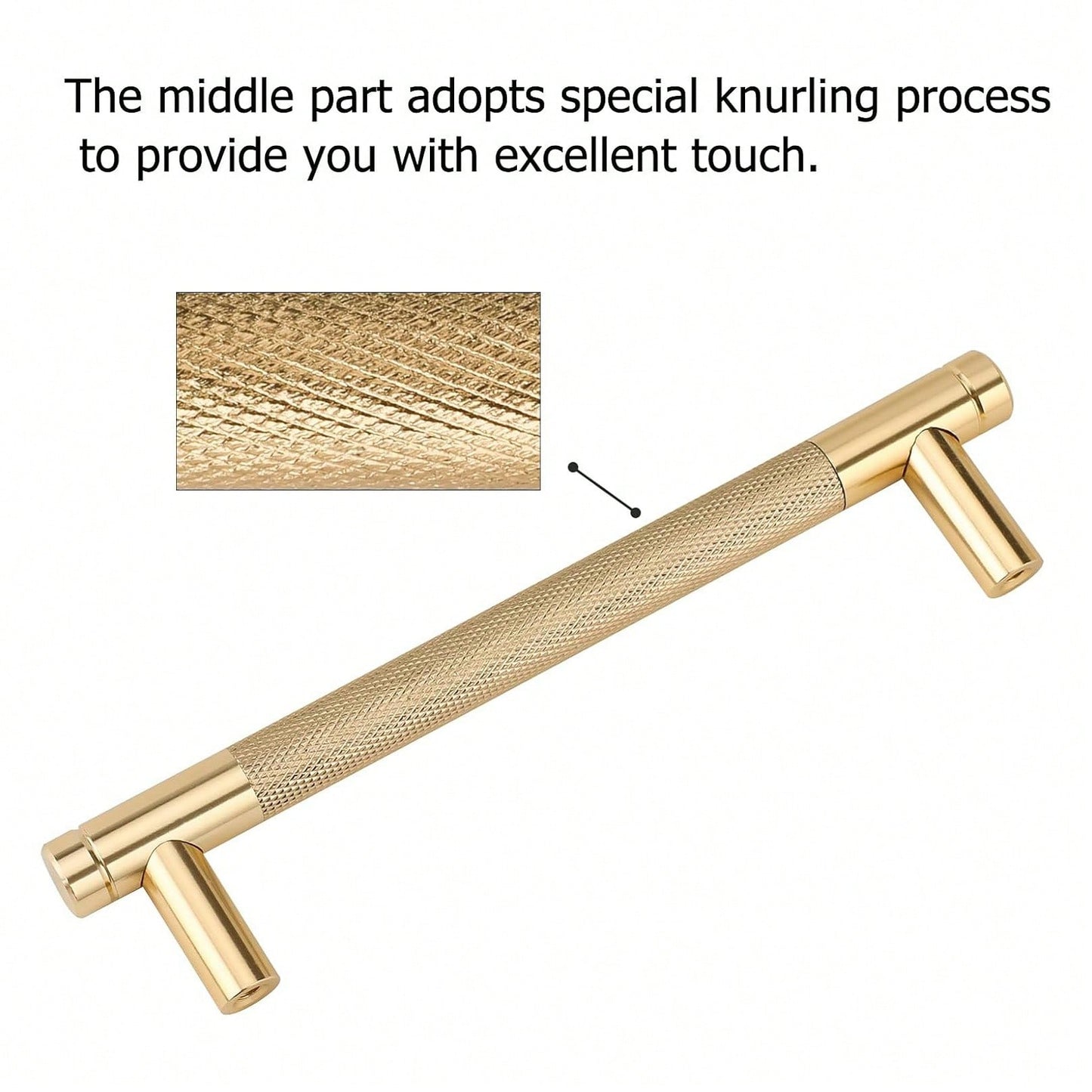 4Pack 5 Inch(128mm) Gold Cabinet Pulls Knurled Cabinet Handles Cupboard Handles Kitchen Cabinet Hardware for Cupboard Drawer Pulls