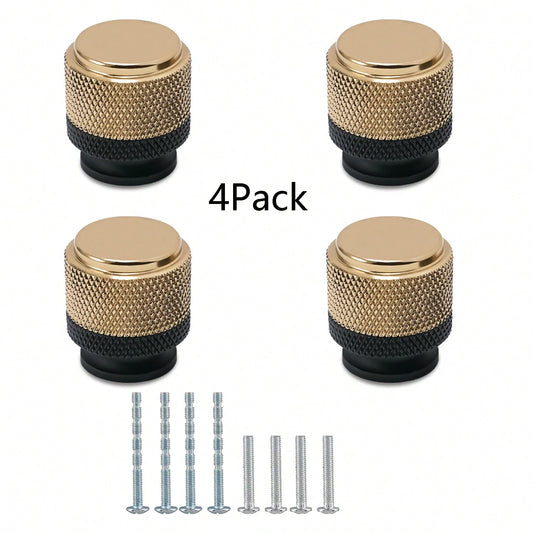 4 Pack Matte Black and Champagne Bronze Kitchen Cabinet Knobs Dresser Knobs Drawer Knobs Cabinet Hardware Zinc Knobs for Dresser Drawers