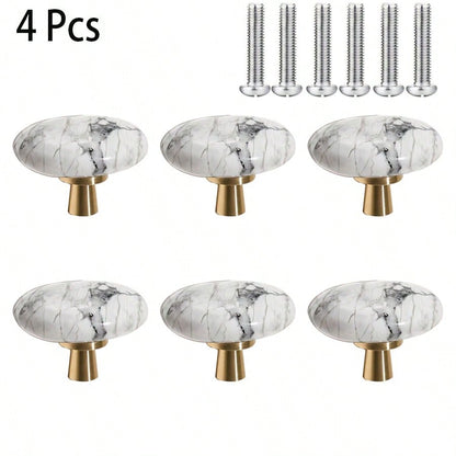 6 Pcs Crystal brass handle Marble round furniture wine cabinet bookcase drawer door handle European light single-hole handle