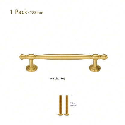 1 Pack Brushed Gold Cabinet Pulls, Single hole,3.78 Inch(96mm)5 Inch (128mm), 6.3 Inch (160mm),Solid Brass Kitchen Cupboard Bathroom Dresser Handles, Furniture Hardware Drawer Pulls Cabinet Handles