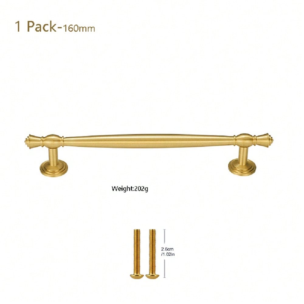 1 Pack Brushed Gold Cabinet Pulls, Single hole,3.78 Inch(96mm)5 Inch (128mm), 6.3 Inch (160mm),Solid Brass Kitchen Cupboard Bathroom Dresser Handles, Furniture Hardware Drawer Pulls Cabinet Handles