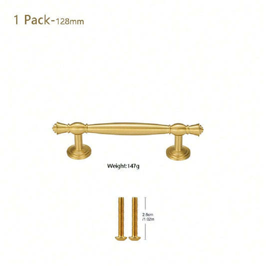 1 Pack Brushed Gold Cabinet Pulls, Single hole,3.78 Inch(96mm)5 Inch (128mm), 6.3 Inch (160mm),Solid Brass Kitchen Cupboard Bathroom Dresser Handles, Furniture Hardware Drawer Pulls Cabinet Handles