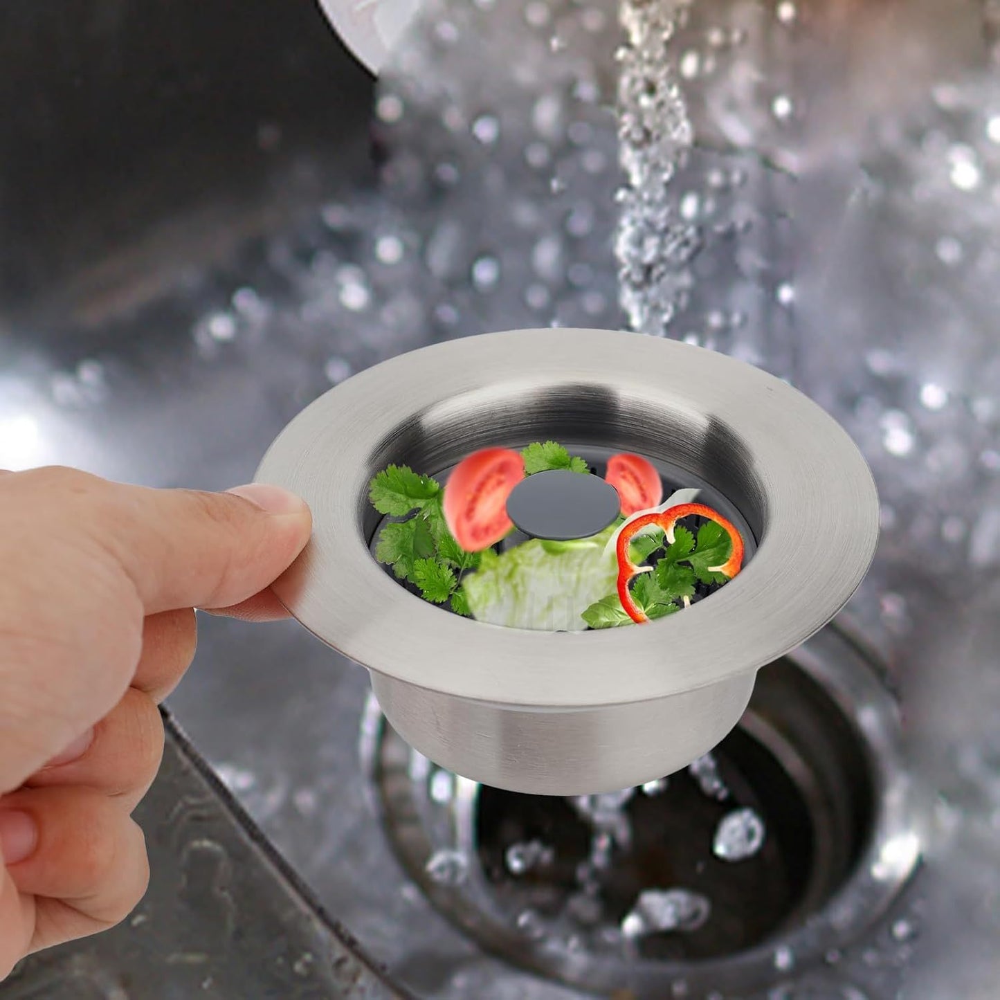 2 Pcs Stainless Steel Sink Drain Stopper And Filter Mesh Combo,Protect Your Kitchen Sink From Insects And Stench