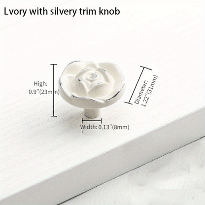 Rose Cabinet Knobs, Dresser Vintage Pulls, Zinc Cabinet Pulls, 6Pcs Diameter1.22 Inch .