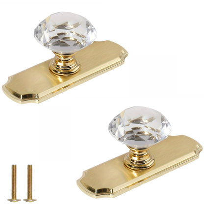 Round Clear Crystal Door Knobs, Zinc Alloy Base Single Hole Drawer pulls, Gold Cabinet Handles, 2 Pcs crystal door knobs crystal door knobs