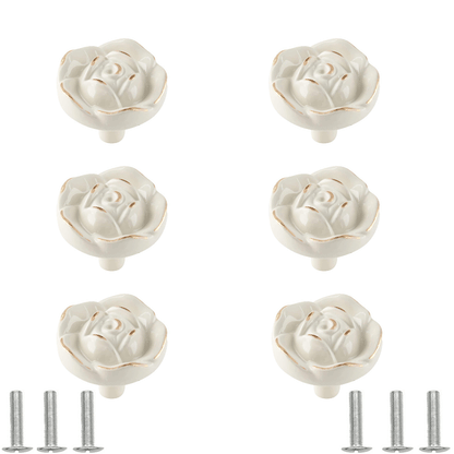 Rose Cabinet Knobs, Dresser Vintage Pulls, Zinc Cabinet Pulls, 6Pcs Diameter1.22 Inch .