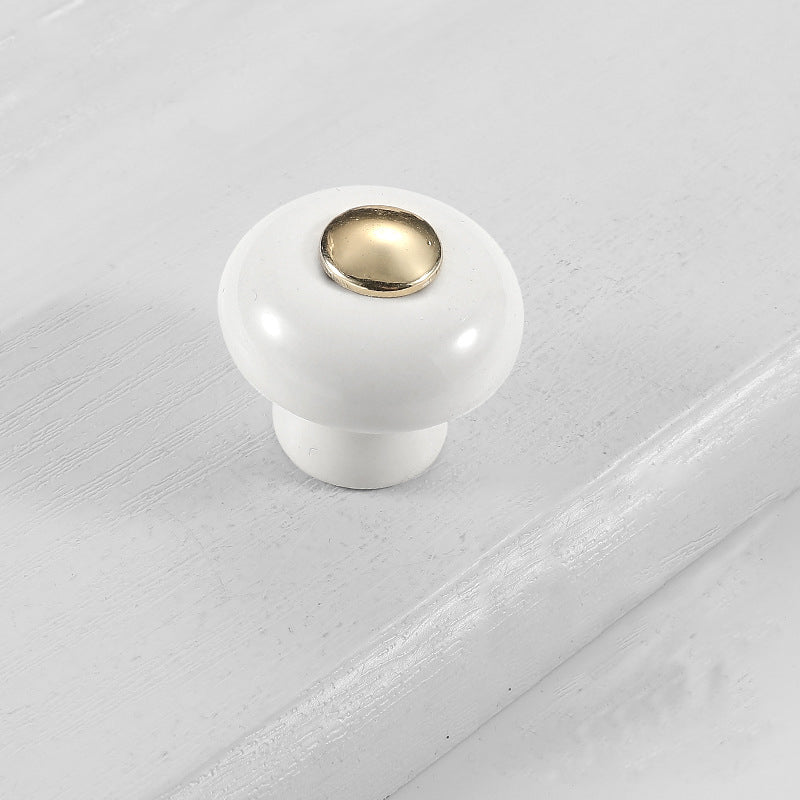 VICKI BROWN 12 Pcs White Single Hole Ceramic Knob Pull Handle Round Shape Small Handles For Cabinet Drawer Cupboards