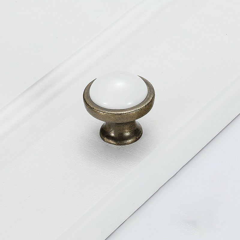 VICKI BROWN 12 Pcs White Single Hole Ceramic Knob Pull Handle Round Shape Small Handles For Cabinet Drawer Cupboards