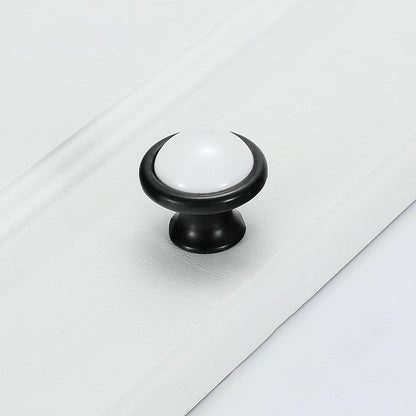 VICKI BROWN 12 Pcs White Single Hole Ceramic Knob Pull Handle Round Shape Small Handles For Cabinet Drawer Cupboards