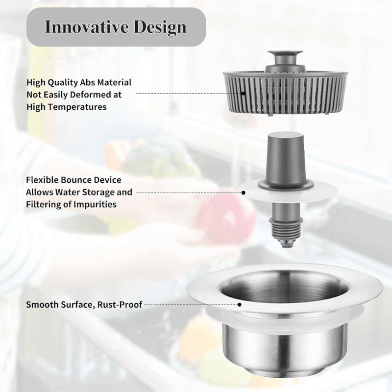 2 Pcs Stainless Steel Sink Drain Stopper And Filter Mesh Combo,Protect Your Kitchen Sink From Insects And Stench