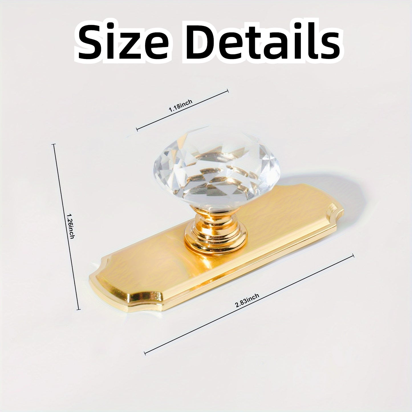 Round Clear Crystal Door Knobs, Zinc Alloy Base Single Hole Drawer pulls, Gold Cabinet Handles, 2 Pcs crystal door knobs crystal door knobs